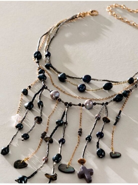 Free People Jewelry - FREE PEOPLE x Ariana Ost Something Beautiful Necklace In Black NWT